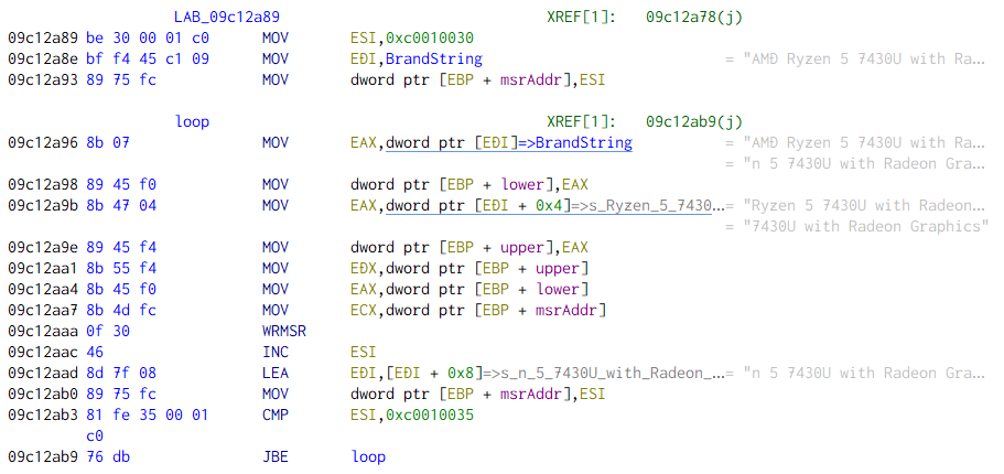 7430Uの文字列を使った処理